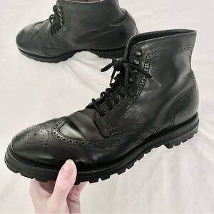 Officine Creative Size 41 Lace-Up Wingtip Derby Combat Ankle Boots in Black